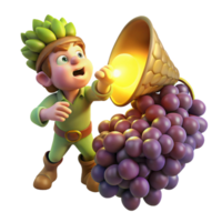 elegant traditional A mischievous imp stealing grapes from a overflowing cornucopia, illuminated by a single ray of divine light. Renaissance style, chiaroscuro lighting high resolution png