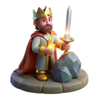 beautiful rustic A regal King Arthur drawing Excalibur from the stone, bathed in a divine light. Arthurian mythology, heroic style high quality png