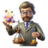 magnificent modern A steampunk scientist, conducting an experiment with bubbling chemicals and sparking electrodes, in a dimly lit laboratory, with a vintage scientific illustration style professional png
