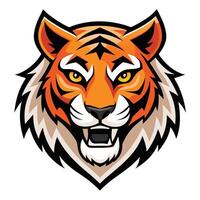 Majestic Tiger Mascot with Fierce Eyes and a Menacing Expression vector