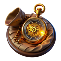 extraordinary abstract A steampunk pocket watch, with intricate gears and glowing Roman numerals, lying on a velvet cloth, lit by a single light source, in a macro photography style original png