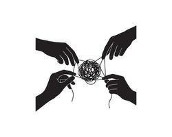 Creative Silhouette Art of Problem Solving and Cooperation vector