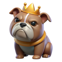 beautiful abstract A grumpy-looking bulldog wearing a crown, humorous and anthropomorphic, pop art style authentic png