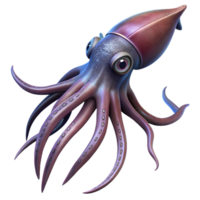 vibrant abstract A giant squid swimming in the deep ocean, mysterious and otherworldly, fantasy art style 4K png