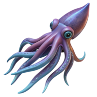wonderful traditional A giant squid swimming in the deep ocean, mysterious and otherworldly, fantasy art style genuine png