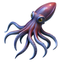 dramatic artistic A giant squid swimming in the deep ocean, mysterious and otherworldly, fantasy art style genuine png