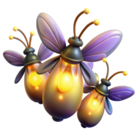 elegant rustic A group of fireflies glowing in a dark forest, magical and enchanting, fantasy art style genuine png