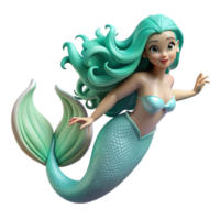 wonderful rustic A beautiful mermaid with flowing turquoise hair and shimmering scales, swimming through a coral reef. Soft, underwater light. Impressionist style high resolution png