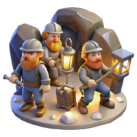 wonderful creative A Group of Dwarves Mining for Gems in a original png