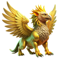 wonderful modern A majestic griffin with golden feathers and piercing emerald eyes soaring through a nebula of vibrant colors. Dramatic, backlighting. Fantasy art style authentic png
