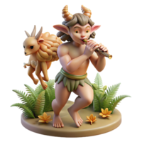 serene traditional A Mischievous Satyr Playing a Pan Flute detailed png