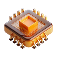 magnificent creative A levitating microchip, intricate layers of transistors and circuits exposed, emitting a warm, amber glow. Macro photography style. Soft lighting exclusive png