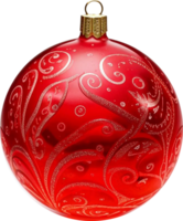 Beautiful and Elegant Red Christmas Ornament adorned with Decorative Swirls and Patterns png