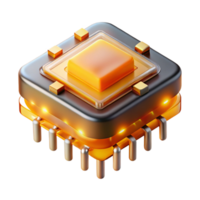 extraordinary traditional A levitating microchip, intricate layers of transistors and circuits exposed, emitting a warm, amber glow. Macro photography style. Soft lighting detailed png
