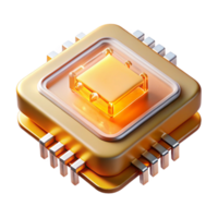 wonderful contemporary A levitating microchip, intricate layers of transistors and circuits exposed, emitting a warm, amber glow. Macro photography style. Soft lighting original png
