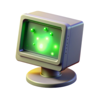 stunning rustic A vintage computer monitor displaying green code cascading down the screen, dust motes dancing in the beam of light from the screen, retro 80s style, dramatically lit professional png