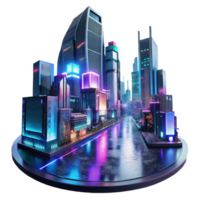 stunning classic A futuristic cityscape at night, towering holographic advertisements flickering in the rain, reflections shimmering on the wet pavement, cyberpunk style, lit by neon signs genuine png