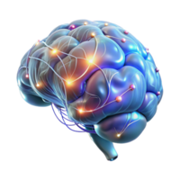 dramatic rustic A holographic projection of a human brain, neural pathways firing in a complex sequence, illuminated by pulsating light, rendered in a futuristic, medical illustration style exclusive png