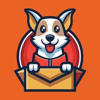 Geometric Dog Mascot Design with Boxy Minimalist Style vector