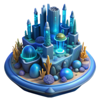 beautiful abstract A futuristic city built on the ocean floor, bioluminescent coral illuminating the underwater structures, rendered in a vibrant, fantasy style detailed png