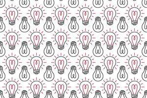 Seamless pattern with glowing light bulbs against a white background. Simple design hand drawn style playful and modern look. Perfect for wallpapers, textiles, gift wraps, or digital backgrounds. vector
