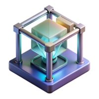 stunning artistic A 3D printer creating a complex, geometric object, layer by layer, illuminated by the printer's internal light genuine png