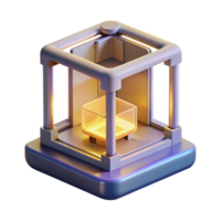 elegant abstract A 3D printer creating a complex, geometric object, layer by layer, illuminated by the printer's internal light high resolution png