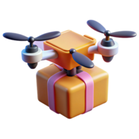 impressive modern A drone delivering a package, hovering against a cityscape backdrop, propellers blurred in motion, lit by the setting sun original png