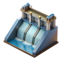 impressive modern A hydroelectric dam harnessing the power of water, water flowing over the spillway, rendered in a dramatic, realistic style original png