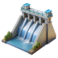wonderful abstract A hydroelectric dam harnessing the power of water, water flowing over the spillway, rendered in a dramatic, realistic style exclusive png