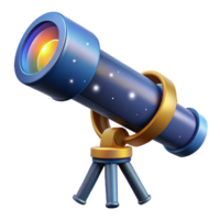 elegant creative A telescope pointed towards the night sky, stars and galaxies visible through the lens, lit by starlight original png