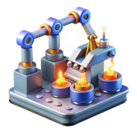 beautiful abstract A futuristic factory filled with automated robots assembling products, sparks flying from welding torches, lit by industrial lighting detailed png