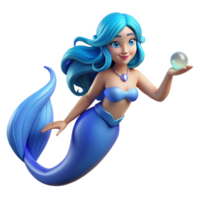 beautiful classic A beautiful mermaid with flowing blue hair and a shimmering tail, holding a pearl in her outstretched hand. Underwater scene, soft lighting detailed png