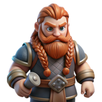 vibrant classic A stoic dwarf with a thick beard and braided hair, wielding a warhammer carved from granite. The dwarf's armor is adorned with intricate runes. Realistic style, dim lighting exclusive png