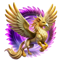 impressive contemporary A Majestic Griffin with Golden Feathers high quality png
