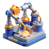 extraordinary modern A futuristic factory filled with automated robots assembling products, sparks flying from welding torches, lit by industrial lighting exclusive png