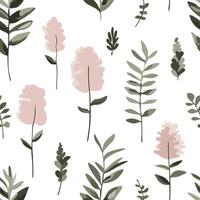Seamless pattern with pink flowers on beige background. Design for printing on fabric, textile and wrapping. Beautiful summer and spring ornament for backdrops and wallpapers. vector