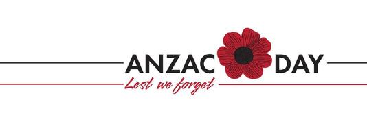 Banner or postcard with red poppy flower and text on a white background in honor of memory to the dead. A symbol of memory of defenders and a Aznac day, in honor of veterans and congratulations. vector