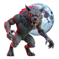 magnificent vintage A fierce werewolf with glowing red eyes and sharp claws, transforming under the full moon. Horror style, dramatic lighting exclusive png
