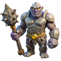 magnificent traditional A powerful golem made of animated stone, wielding a massive club. Fantasy art style, dramatic lighting premium png