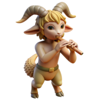 elegant vintage A playful satyr with the legs and horns of a goat, playing a pan flute. Greek mythology style, soft lighting high resolution png
