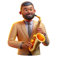 extraordinary classic Portrait of a musician with a saxophone, lit by warm stage lights, in a vintage jazz poster style authentic png