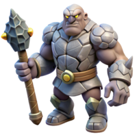 vibrant contemporary A powerful golem made of animated stone, wielding a massive club. Fantasy art style, dramatic lighting original png
