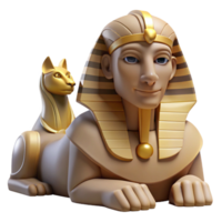 wonderful contemporary A mysterious sphinx with the body of a lion and the head of a human, posing a riddle. Egyptian mythology style, dim lighting 4K png