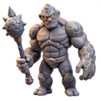 dramatic creative A powerful golem made of animated stone, wielding a massive club. Fantasy art style, dramatic lighting original png