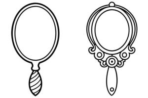 Two Elegant Outline Handheld Mirrors for Coloring or Design vector