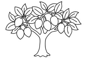 A Black and white drawing of a fruit tree. vector
