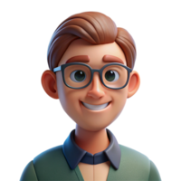beautiful minimalist Portrait of a teacher with glasses and a warm smile, lit by soft classroom lights, in a children's book illustration style high resolution png