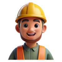 serene modern Portrait of a construction worker with a hard hat and a tired but satisfied expression, lit by harsh sunlight, in a photorealistic style genuine png