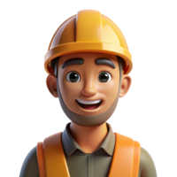 extraordinary abstract Portrait of a construction worker with a hard hat and a tired but satisfied expression, lit by harsh sunlight, in a photorealistic style premium png